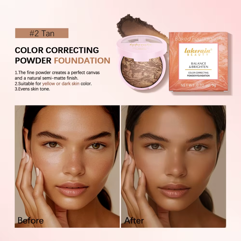 NEW YORK Baked Brighten Color Correcting Powder Foundation Fair Buildable Light to Medium Coverage Demi-Matte Natural Finish - Image 3